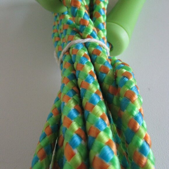 Jump Rope VTG FABRIC  34" GREEN ORANGE BLUE w Plastic Handles LIKE NEW - Picture 3 of 7